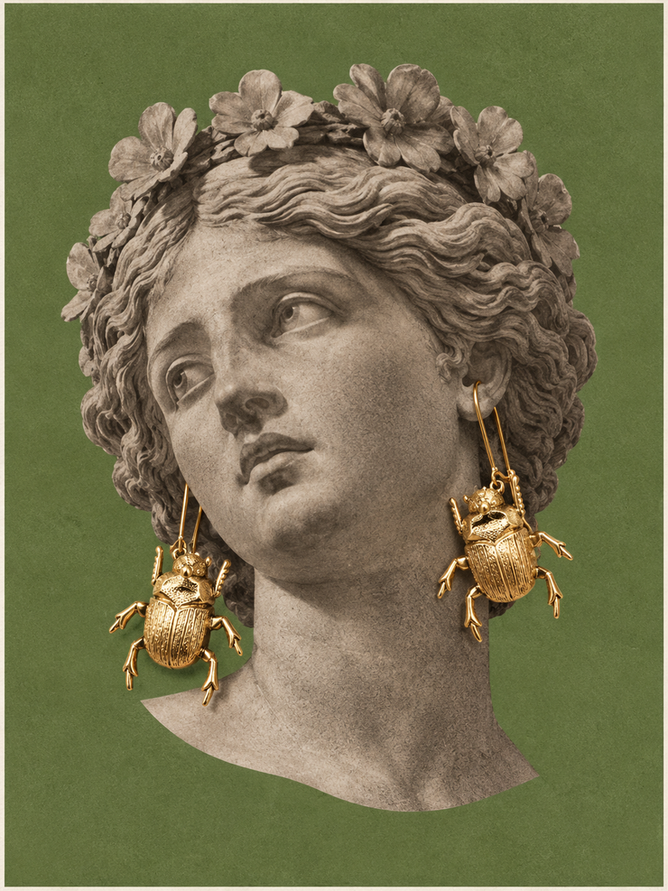 Beetle Earrings Summer Secret Garden Earrings Gold Bug